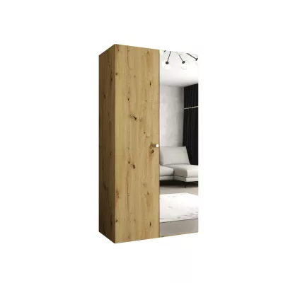 Zrkadlová šatníková skriňa CAITIR 2 100 cm - dub artisan / strieborný úchyt