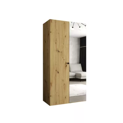 Zrkadlová šatníková skriňa CAITIR 2 100 cm - dub artisan / čierny úchyt