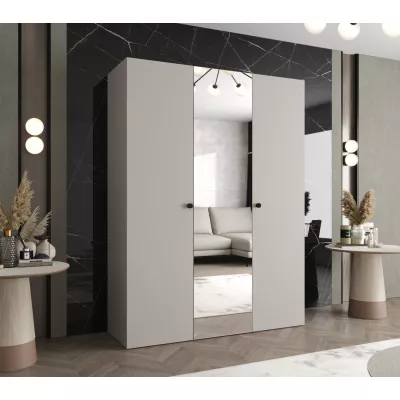 Zrkadlová šatníková skriňa CAITIR 2 150 cm - kašmír / čierne úchyty
