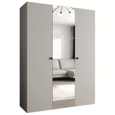 Zrkadlová šatníková skriňa CAITIR 2 150 cm - kašmír / čierne úchyty
