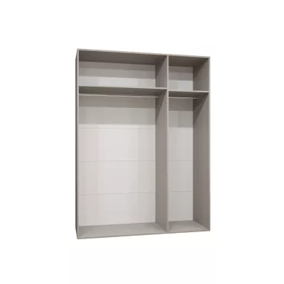 Zrkadlová šatníková skriňa CAITIR 2 150 cm - biela / strieborné úchyty