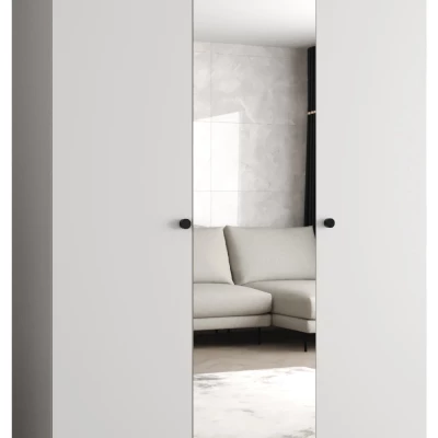 Zrkadlová šatníková skriňa CAITIR 2 150 cm - biela / čierne úchyty
