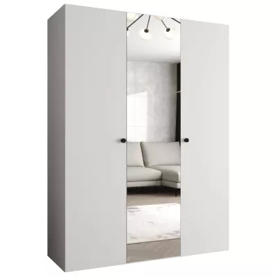 Zrkadlová šatníková skriňa CAITIR 2 150 cm - biela / čierne úchyty