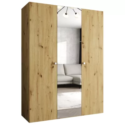 Zrkadlová šatníková skriňa CAITIR 2 150 cm - dub artisan / strieborné úchyty