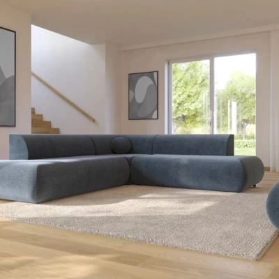 Rozkladacia sedačka s úložným priestorom SURREY 2 - modrá, ľavý roh