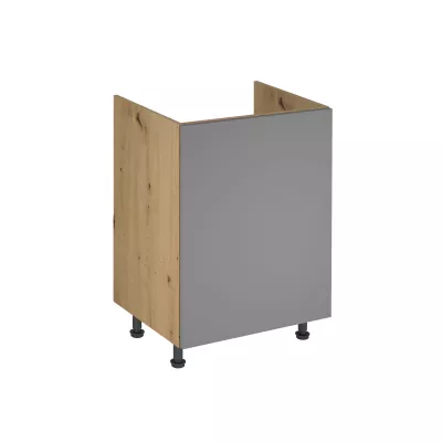 Jednodverová drezová skrinka VALEN - šírka 60 cm, dub artisan / šedobéžová