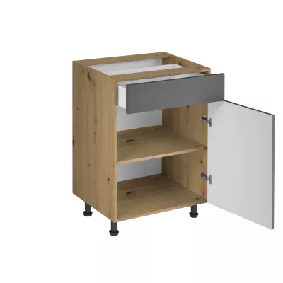 Dolná skrinka so šuplíkom VALEN 1 - šírka 60 cm, dub artisan / šedá