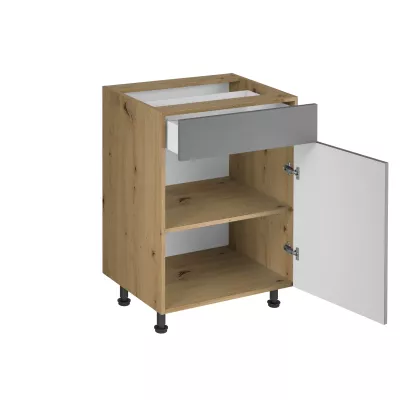Dolná skrinka so šuplíkom VALEN 1 - šírka 60 cm, dub artisan / šedobéžová