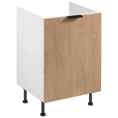 Drezová skrinka SALERNO - šírka 60 cm, biela / dub + koše na odpad ZADARMO
