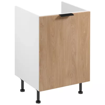 Drezová skrinka SALERNO - šírka 60 cm, biela / dub + koše na odpad ZADARMO