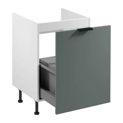 Drezová skrinka SALERNO - šírka 60 cm, biela / zelená + koše na odpad ZADARMO