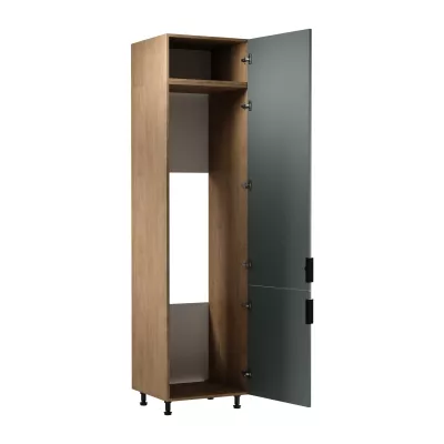 Skriňa na vstavanú chladničku SALERNO - šírka 60 cm, dub / zelená
