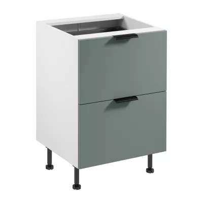 Dolná šuplíková skrinka SALERNO - šírka 60 cm, biela / zelená + príborník ZADARMO