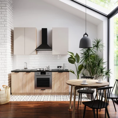 Dolná skrinka so šuplíkom SALERNO - šírka 60 cm, dub / béžová + príborník ZADARMO