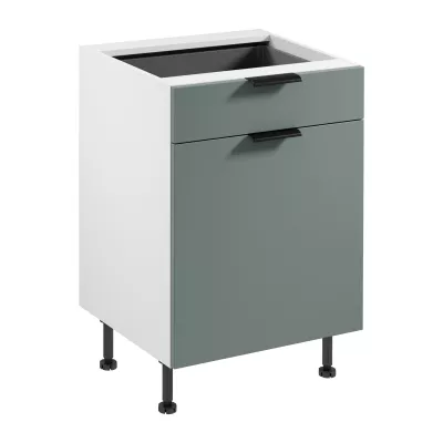 Dolná skrinka so šuplíkom SALERNO - šírka 60 cm, biela / zelená + príborník ZADARMO