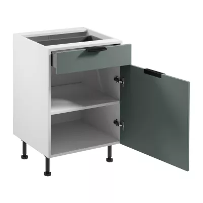 Dolná skrinka so šuplíkom SALERNO - šírka 60 cm, biela / zelená + príborník ZADARMO