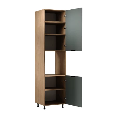 Kuchynská skriňa na vstavanú rúru SALERNO - šírka 60 cm, dub / zelená