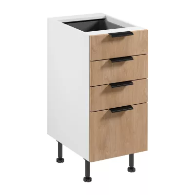 Kuchynská skrinka so šuplíkmi SALERNO - šírka 40 cm, biela / dub