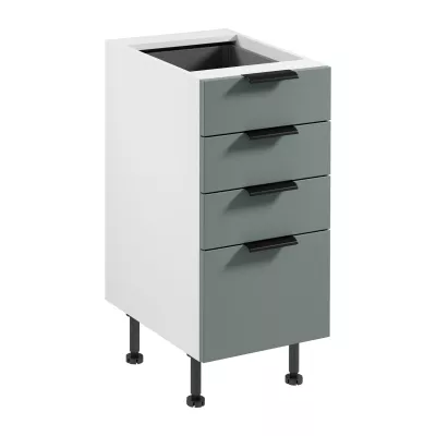 Kuchynská skrinka so šuplíkmi SALERNO - šírka 40 cm, biela / zelená