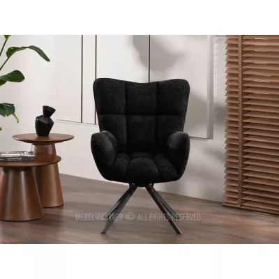 Otočné kreslo STEN - čierny plyš / čierne