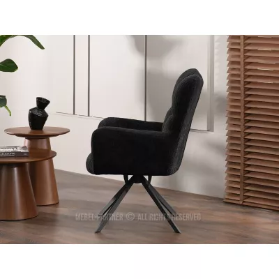 Otočné kreslo STEN - čierny plyš / čierne