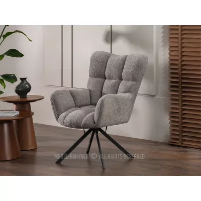 Otočné kreslo STEN - šedý plyš / čierne