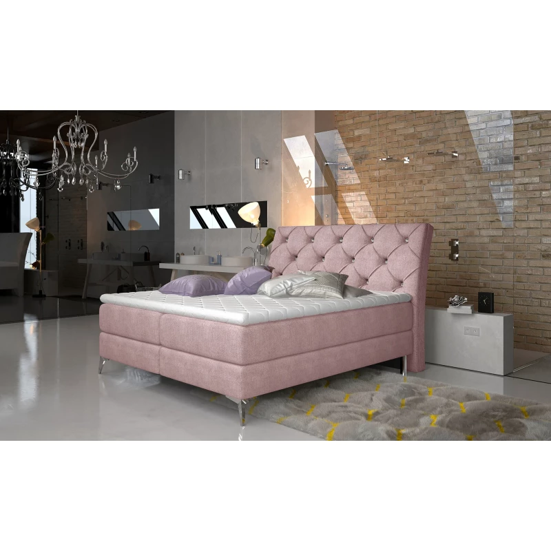 Manželská kontinentálna posteľ 180x200 LIGNORA - svetlo ružová