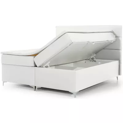 Boxspringová posteľ s osvetlením 140x200 ESTORIA - tmavo hnedá eko koža