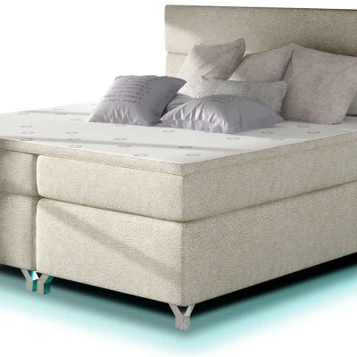 Boxspringová posteľ s osvetlením 140x200 ESTORIA - béžová eko koža