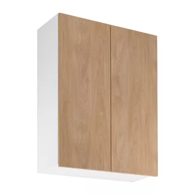 Vysoká horná kuchynská skrinka SALERNO - šírka 80 cm, biela / dub