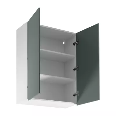 Vysoká horná kuchynská skrinka SALERNO - šírka 80 cm, biela / zelená