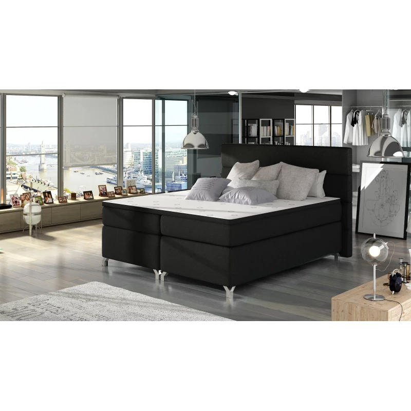 Kontinentálna posteľ s úložným priestorom ESTORIA 180x200 - čierna 2