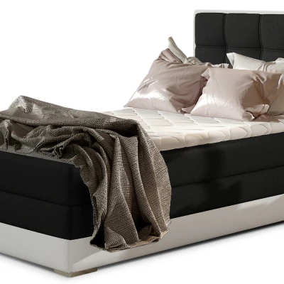 Jednolôžková kontinentálna posteľ 90x200 VIRELLO - čierna / biela eko koža, ľavé prevedenie