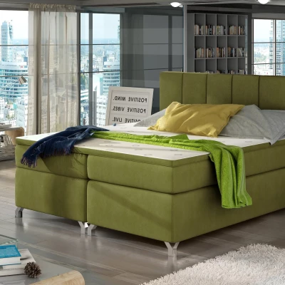 Kontinentálna posteľ s úložným priestorom 160x200 BRALIO - svetlo zelená