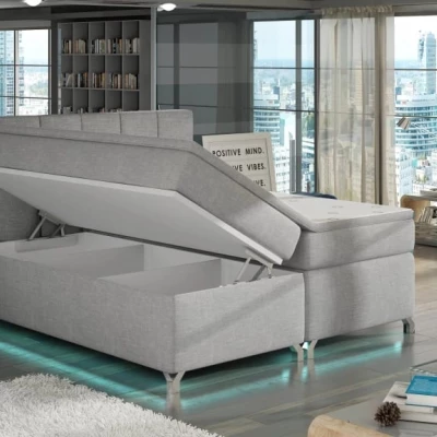 Kontinentálna posteľ s úložným priestorom 160x200 BRALIO - svetlo zelená