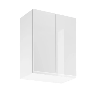 Horná dvojdverová skrinka ARBOR - šírka 60 cm, lesklá biela / biela