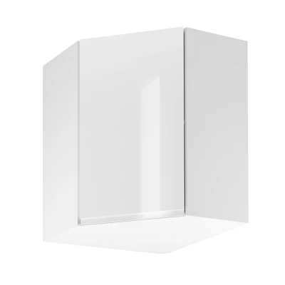Horná rohová skrinka ARBOR - 60x60 cm, lesklá biela / biela, pravé prevedenie