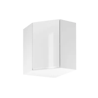 Horná rohová skrinka ARBOR - 60x60 cm, lesklá biela / biela, pravé prevedenie