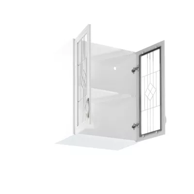 Horná presklená skrinka SILVARA - šírka 60 cm, borovica andersen / biela