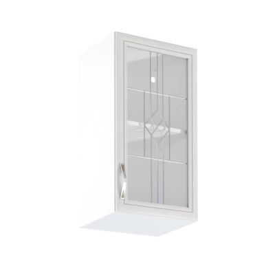 Horná presklená skrinka SILVARA - šírka 40 cm, borovica andersen / biela, pravé prevedenie