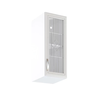 Horná presklená skrinka SILVARA - šírka 30 cm, borovica andersen / biela, pravé prevedenie