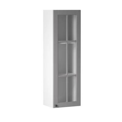 Presklená vitrína LUMEA - šírka 40 cm, šedá / biela