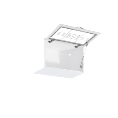 Horná presklená skrinka s výklopnými dvierkami SILVARA - šírka 60 cm, borovica andersen / biela