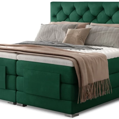 Boxspringová polohovacia posteľ 140x200 LIVANO - fľaškovo zelená
