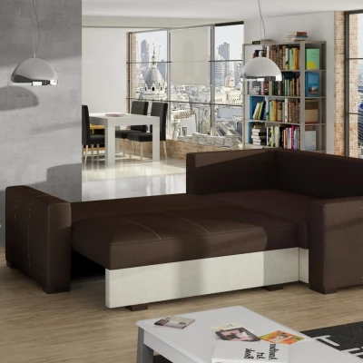 Rohová sedacia súprava YLVA - tmavo béžová / béžová, pravý roh