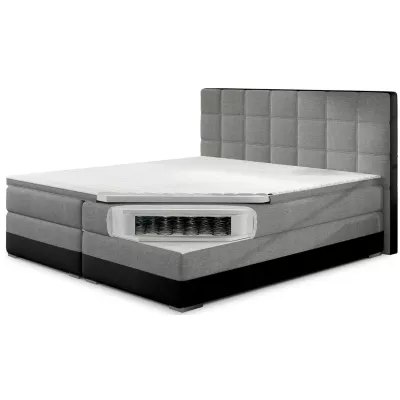 Boxspringová posteľ 140x200 NORELLO - zelená eko koža / šedá eko koža