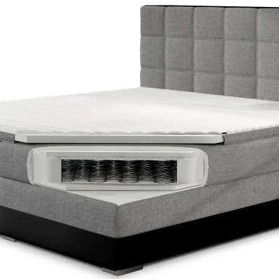 Boxspringová posteľ s úložným priestorom 160x200 NORELLO - zelená eko koža / šedá eko koža
