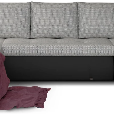 Veľká rozkladacia sedacia súprava AURELIE - svetlo šedá / čierna eko koža, ľavé prevedenie