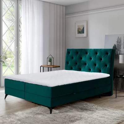 Kontinentálna posteľ s úložným priestorom 160x200 TORVIRO - zelená