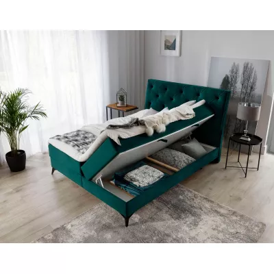 Kontinentálna posteľ s úložným priestorom 160x200 TORVIRO - zelená